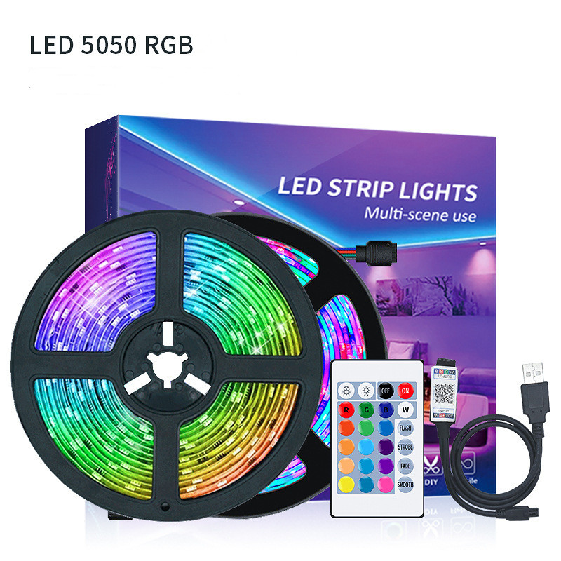 Dải Đèn LED TV Đèn Nền RGB SMD5050 5V 30Led/M USB, Đèn Ngủ Dây Ruy Băng Trang Trí Cho Lễ Hội Giáng Sinh Phòng Ngủ Tiệc Với 24key RemoteController