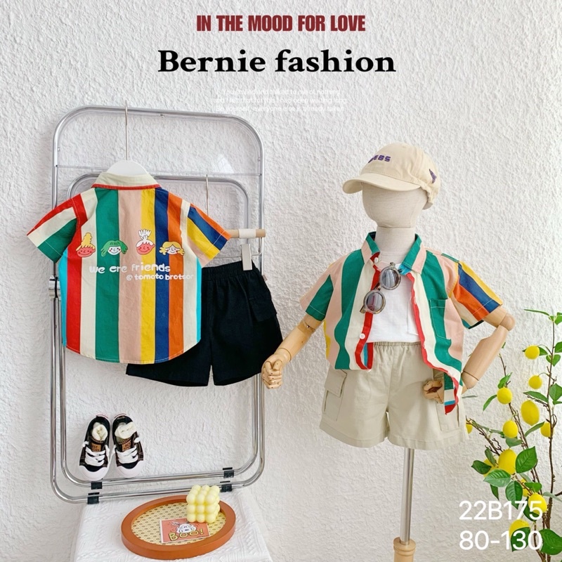 Bộ sơ mi cộc tay cầu vồng Bernie cho bé trai
