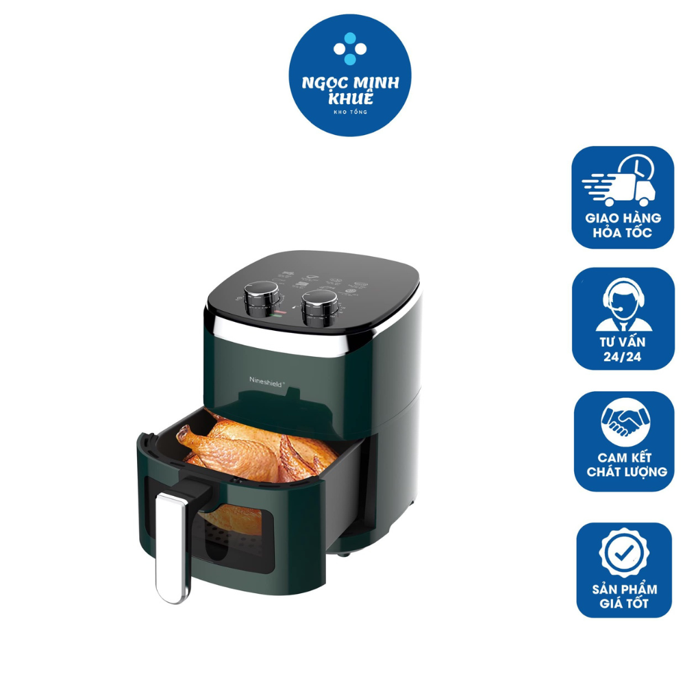 Nồi chiên không dầu nineshield 8l kb-5005m điều khiển cơ - nồi chiên nineshield chính hãng