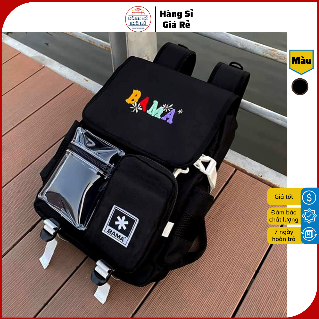 GIÁ SỈ  BALO ULZZANG BASIC ( chống nước ) cỡ lớn Cặp học sinh đi học nam nữ màu đen đựng vừa laptop giấy A4 túi đồ 01