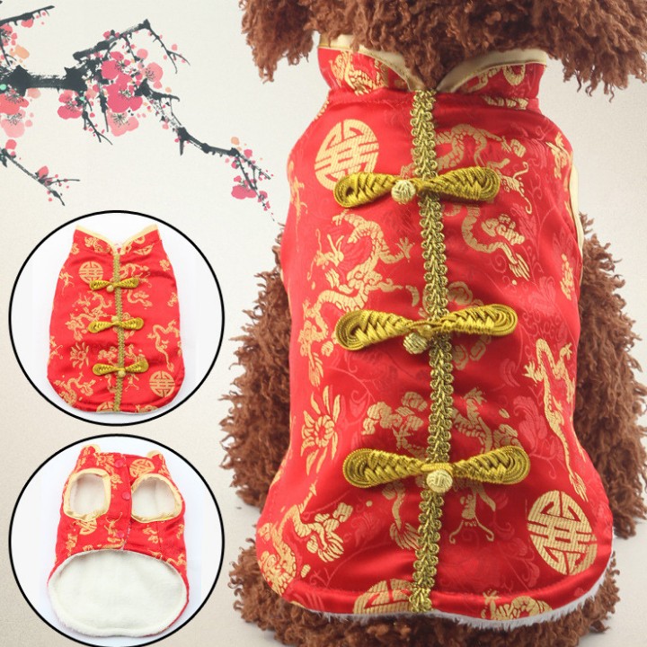 Áo Tết Cho Chó Mèo Kiểu Trung Hoa giúp giữ ấm và làm cho các bé chó mèo xinh xắn hơn trong dịp Tết - Xudapet - SP000503