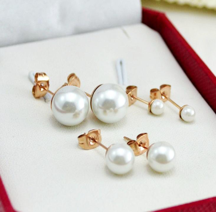 Bông Tai 1 Hạt Ngọc Trai Titan Ko Đen TITAN 171