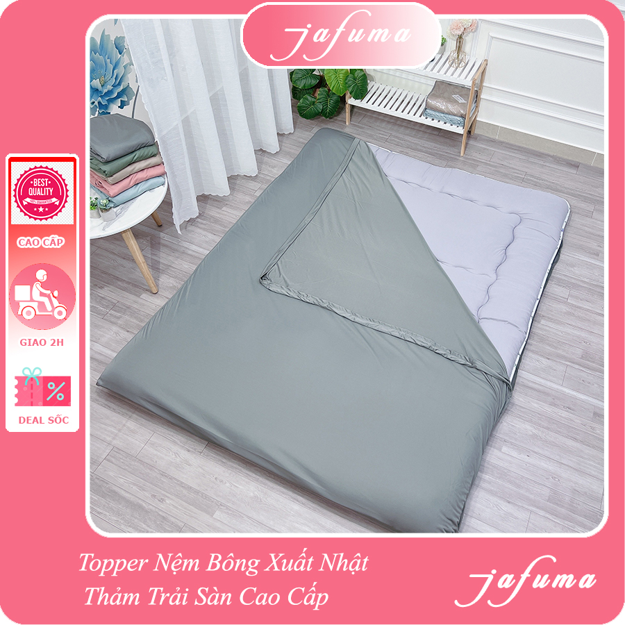 Ga Giường Thun Lạnh, Áo Bọc Nệm Topper 2 Mặt Thun Lạnh Chất Liệu Thun Ý Cao Cấp Có Khóa Kéo Tiện Lợi - JAFUMA - 1m, 1m2, 1m4, 1m6, 1m8 dài 2m