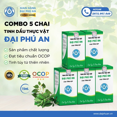Combo 05 chai tinh dầu thực vật đại phú an 15ml