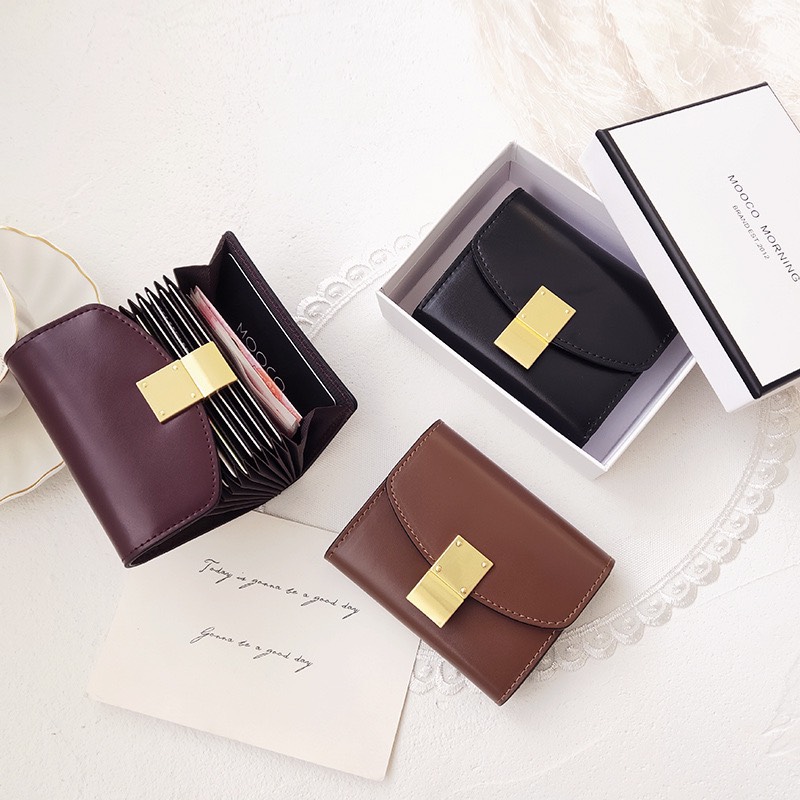 Ví card nữ mini da bóng nhiều ngăn - Ladies Short Wallet - ví nữ bóp nữ ví cầm tay bóp đựng thẻ đựng card đựng tiền