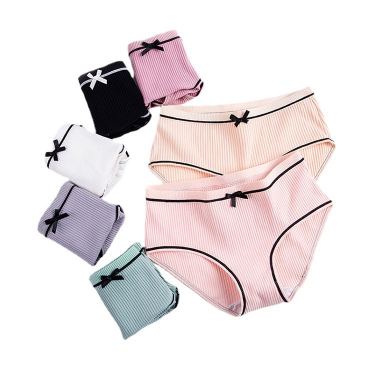Quần lót nữ COTTON gân tăm đính nơ mềm mại thoải mái