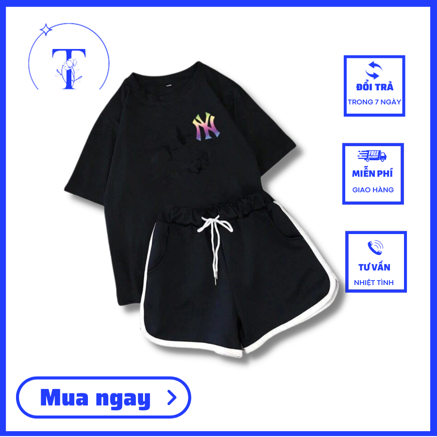 Sét bộ quần đùi kèm áo thun ny phản quang nhe