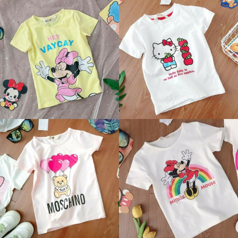 Áo phông HM dư xịn chất thun cotton các mẫu Hellokitty _ Minnie_ Moschino cho bé Gái