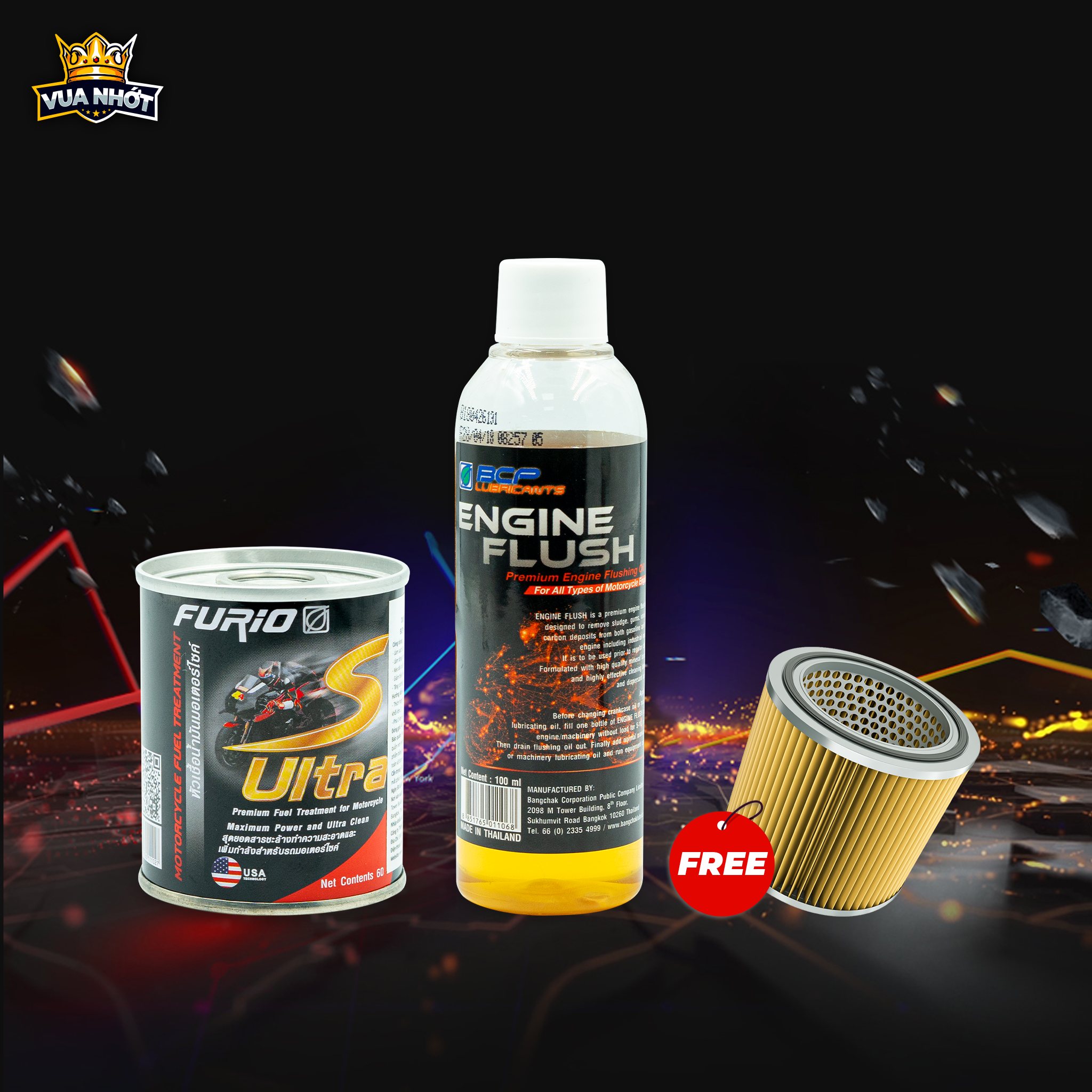 [HCM] Combo 1 lon dung dịch vệ sinh buồng đốt bình xăng con xe máy BCP S-Ultra 60 ML + 1 Chai dung dịch vệ sinh động cơ (súc máy) BCP Engine Flush 100 ML nhập khẩu Thái Lan - Tặng 1 Lọc nhớt xe máy Yamaha