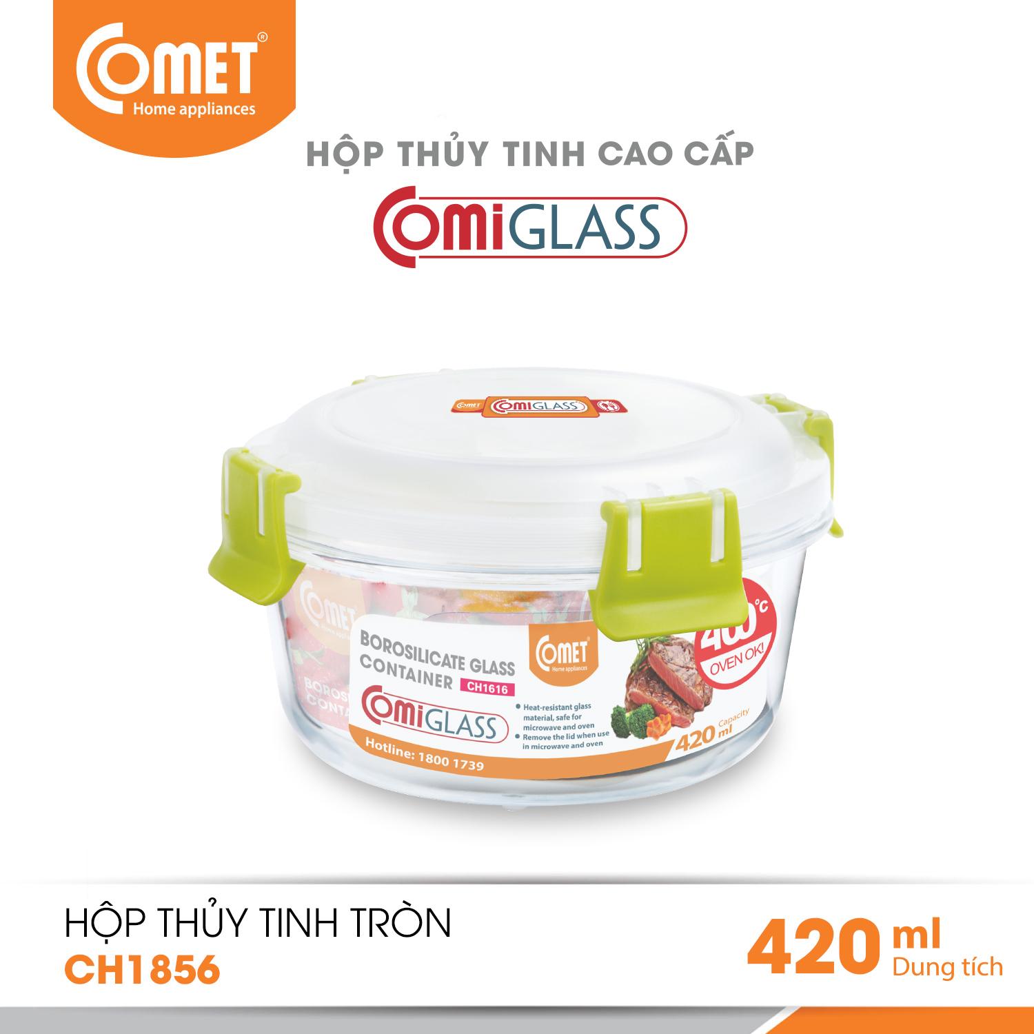 Hộp đựng thực phẩm thủy tinh comet - ch1856 420ml
