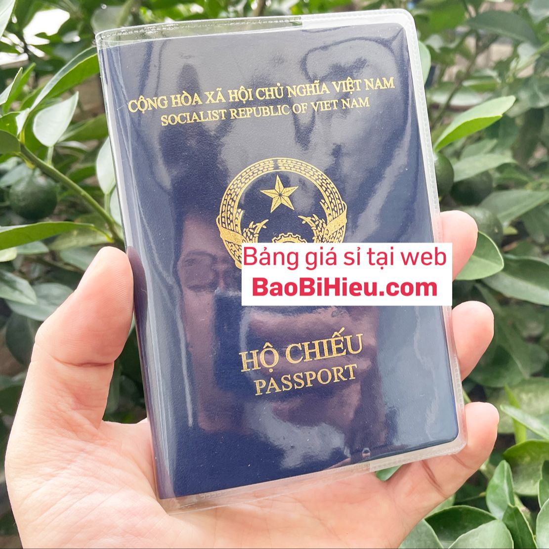 Bọc bìa passport (hộ chiếu) trong suốt, có khe kẹp căn cước và vé máy bay. Mã SP: B132