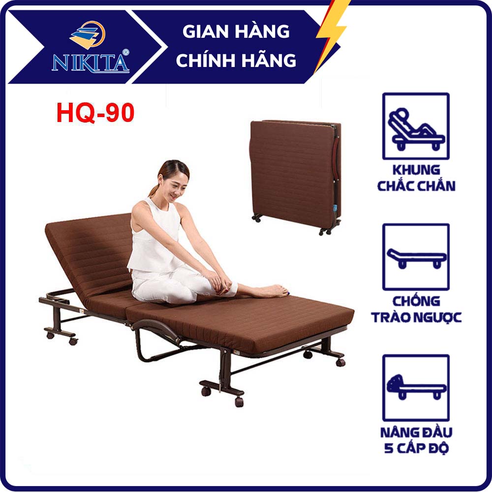 Giường gấp, Giường xếp Hàn Quốc - Hàng chính hãng NIKITA, Nhiều kích thước lựa chọn, Có bánh xe di c