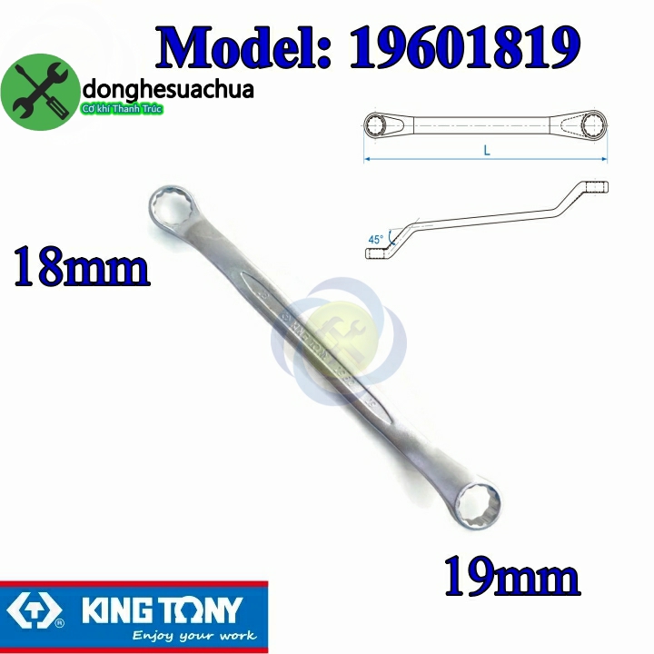 Cờ lê hai đầu tròng 18mm và 19mm kingtony 19601819