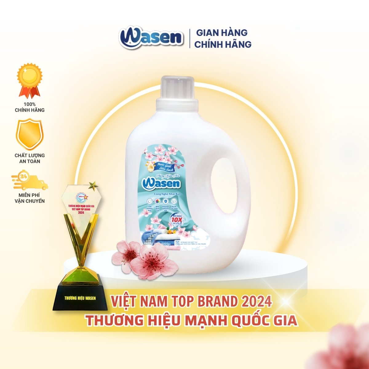 ( 2.1KG ) NƯỚC GIẶT CAO CẤP CÔNG NGHỆ NHẬT BẢN WASEN HƯƠNG NGÀN HOA - NƯỚC GIẶT SIÊU SẠCH SIÊU MẠNH 10X