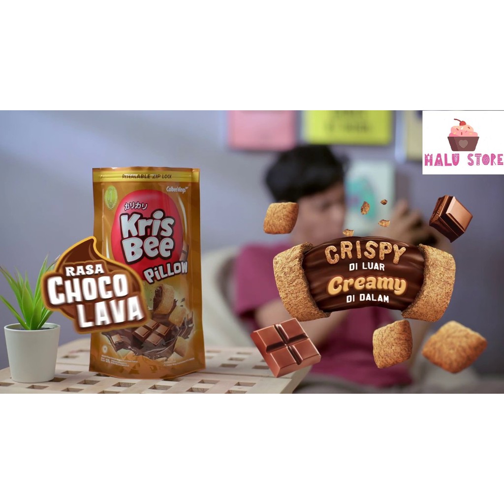 Snack calbee wings nhân socola / dâu - kris bee pilllow rasa choco lava 110g - nhật bản