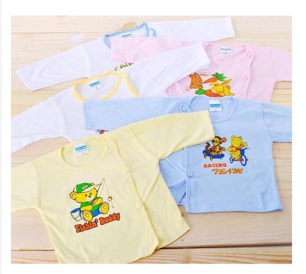 [HCM]Set 5 áo Sơ Sinh Bosini Màu cotton thoáng mát cho bé dưới 3 tháng