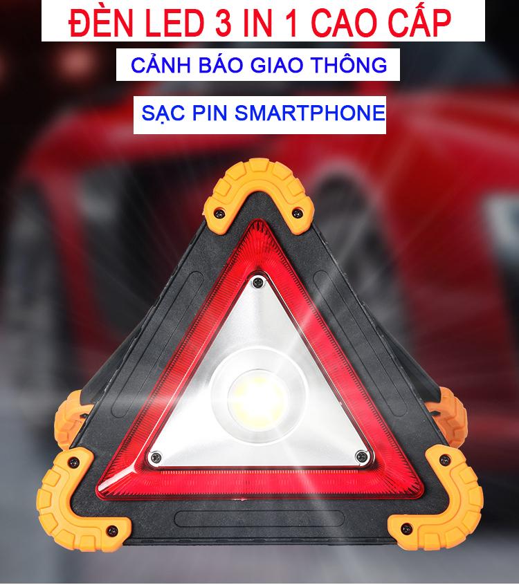 New 2019 Đèn pin tam giác cao cấp 3 in 1 - led siêu sáng - cảnh báo dừng đỗ - sạc pin điện thoại