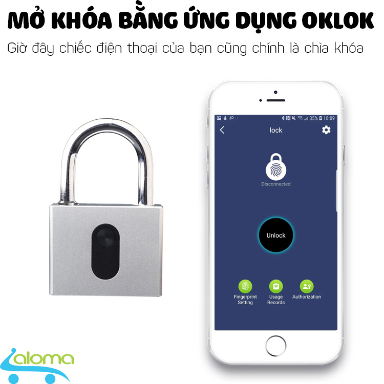 Ổ khóa thông minh cỡ lớn mở bằng APP điện thoại OKLOK GS-60B chống nước chống phá khóa không cần chìa