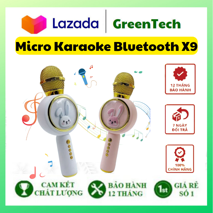 Micro Karaoke Bluetooth X9, Mic Hát Karaoke Không Dây Hình Tai Thỏ Siêu Cute, Nâng Tone Giọng, Míc Hút Âm, Hỗ Trợ Cho Người Mới Tập Hát