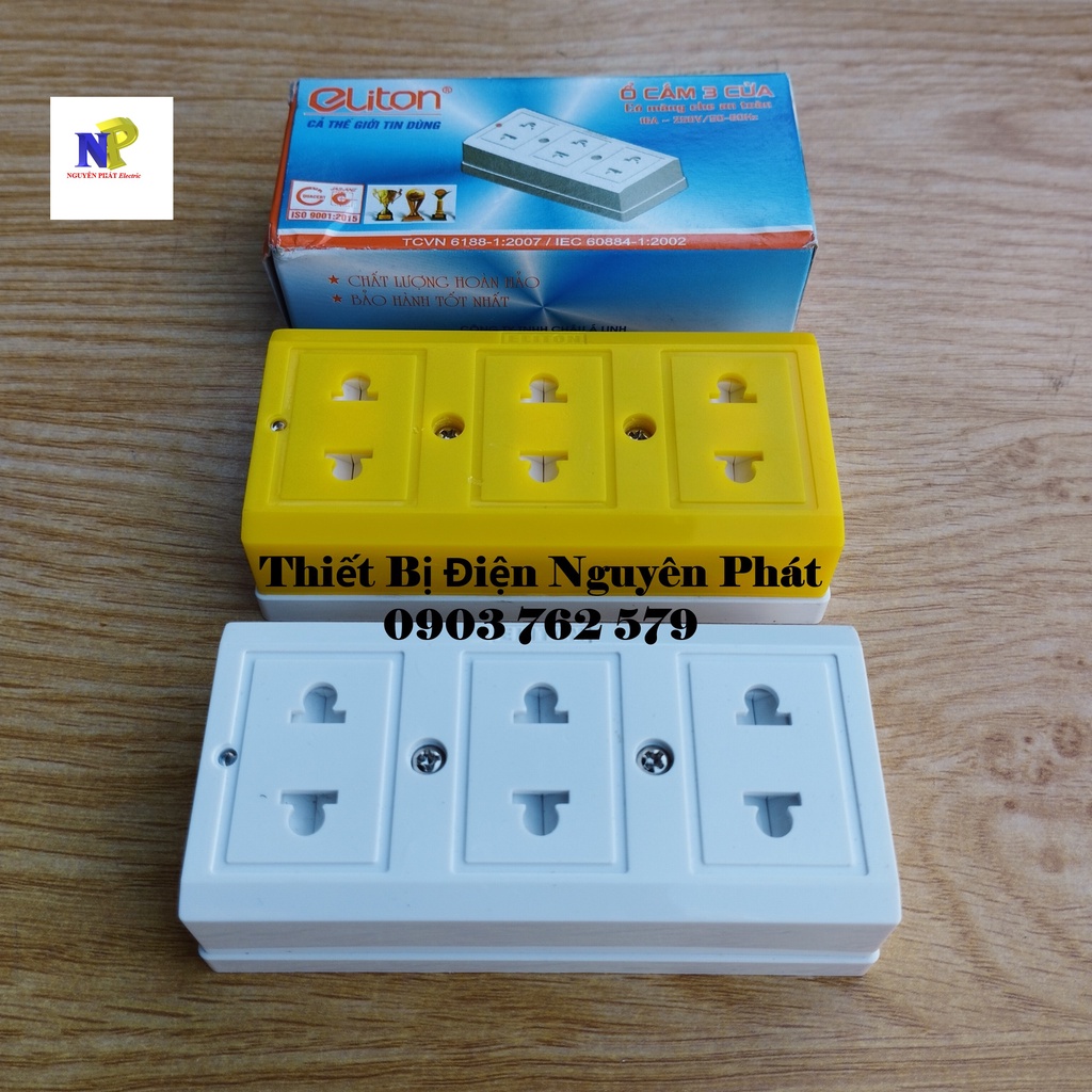 Ổ cắm điện 3 ổ có màn che bảo vệ cs3000w - màu trằng