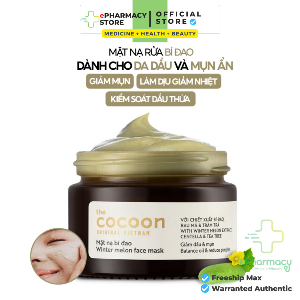 Mặt Nạ Cocoon Bí Đao Giảm Dầu Giảm Mụn Cấp Ẩm & Sáng Da - Winter Melon Face Mask 30mL