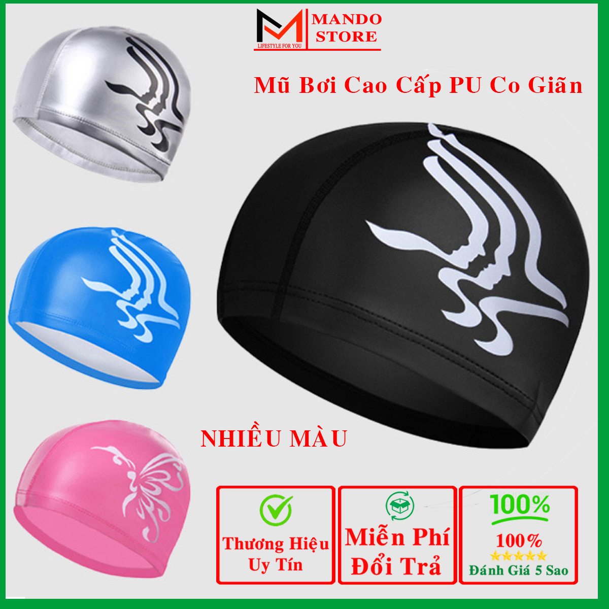 Mũ Bơi Cao Cấp Chất Liệu Da Pu Co Giãn – Chọn Màu - Chống Thấm Nước – Mềm Mại – Bền Bỉ - Chính Hãng Amalife