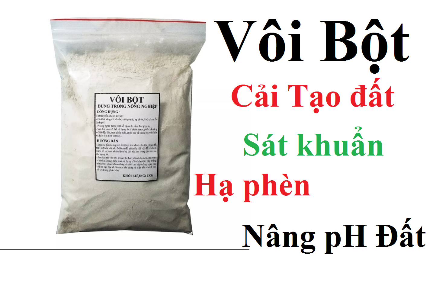 1kg Vôi bột - vôi nông nghiệp cải tạo đất trồng 1kg