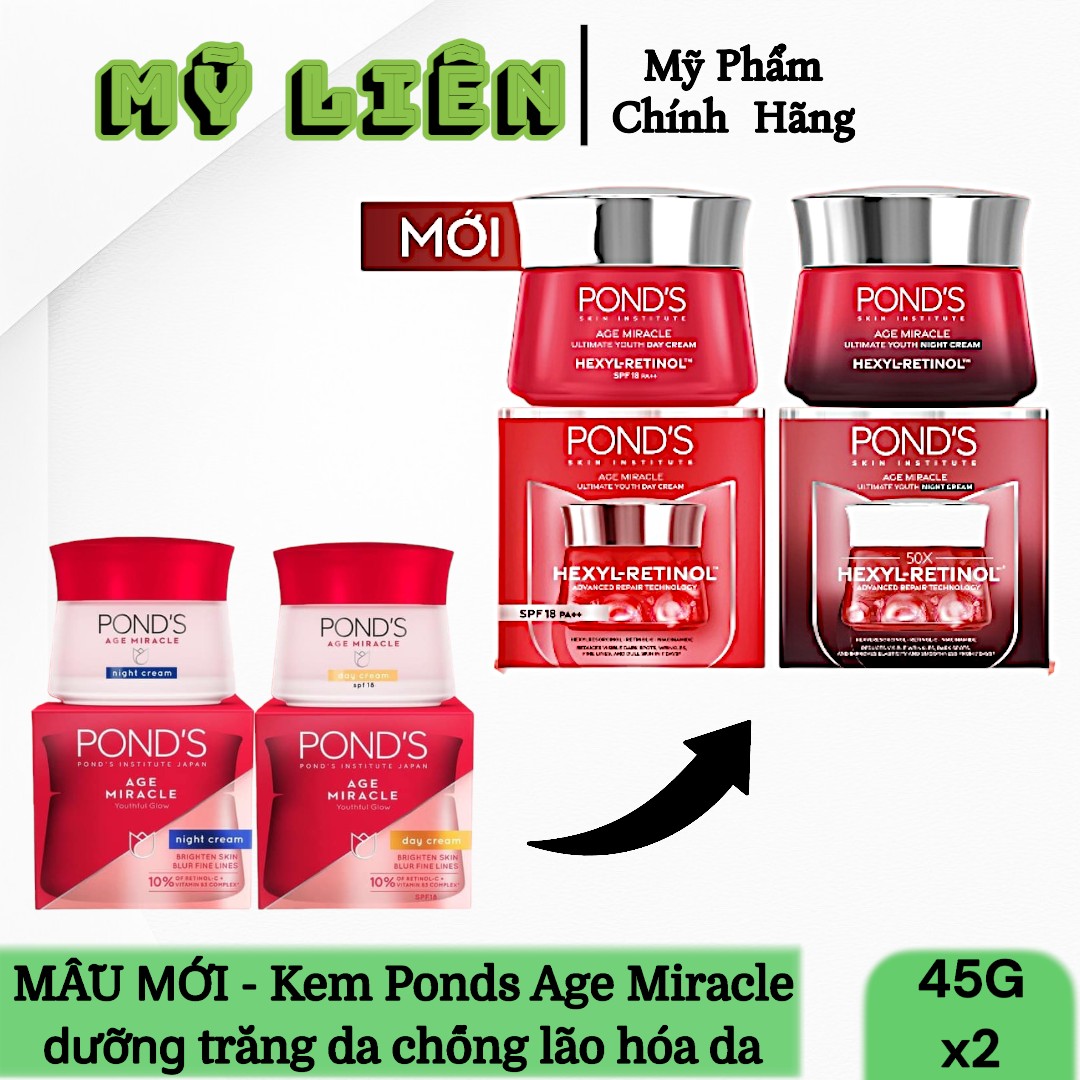 MẪU MỚI - Kem Dưỡng Trắng Da, Mờ Thâm Nám POND Age Miracle Thái Lan 45g
