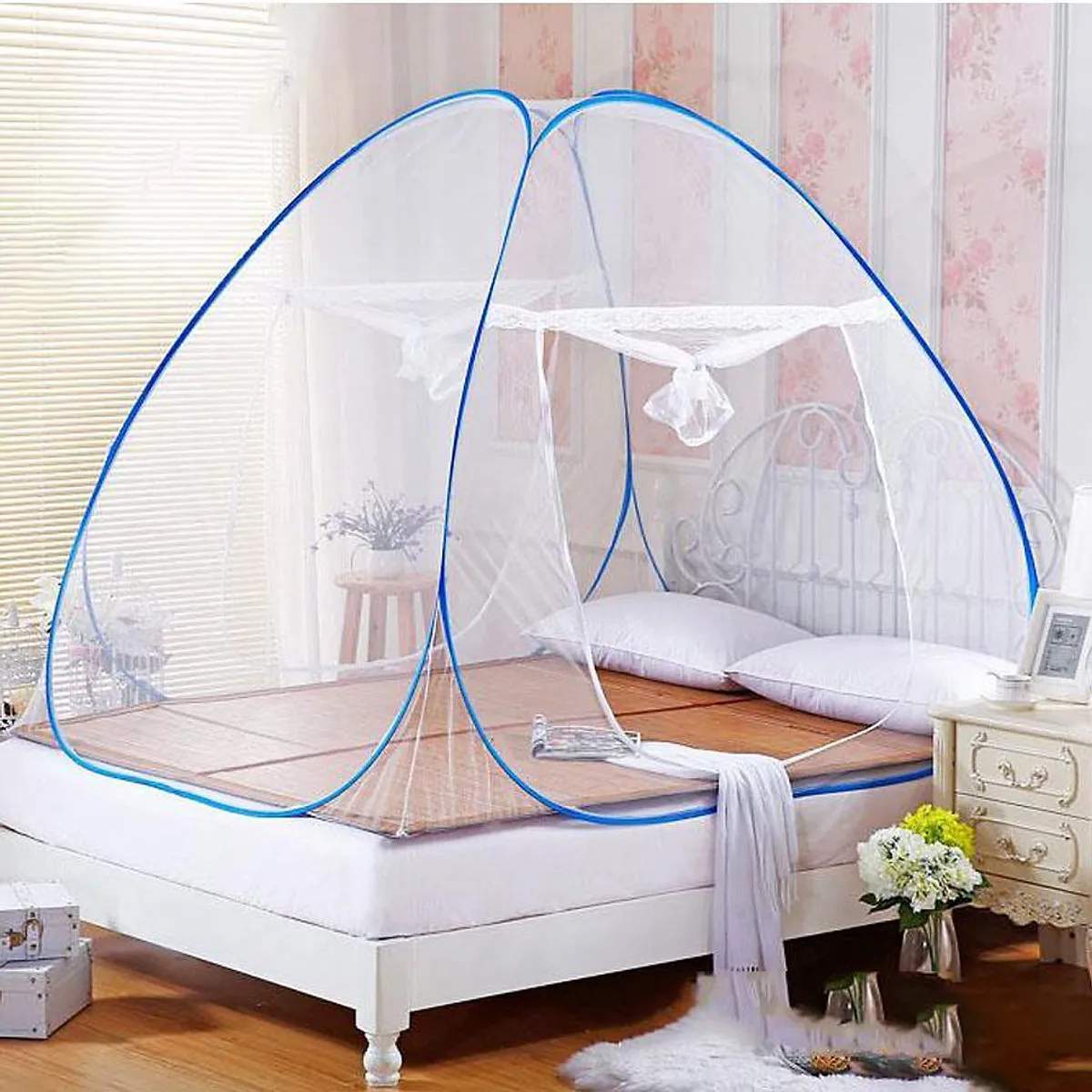 Mùng chụp tự bung 1m6x2m chống muỗi xếp gọn 1 cửa