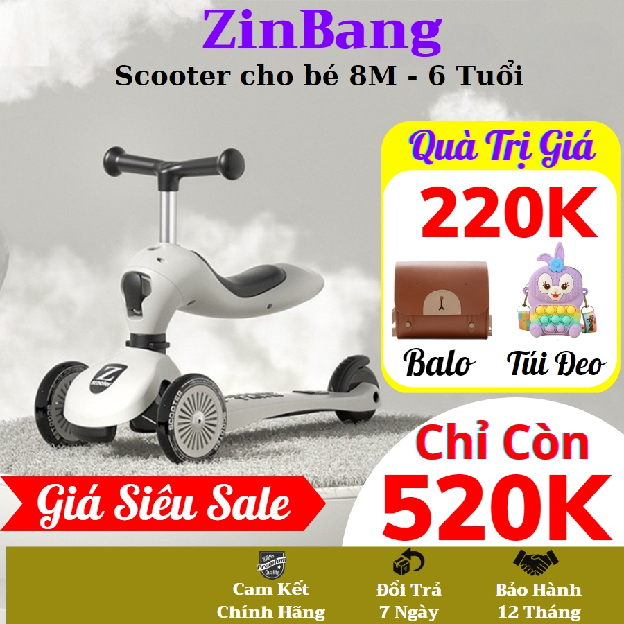 Xe scooter cho bé ZinBang scoot and ride trượt chòi chân 3in1 tập đi 1