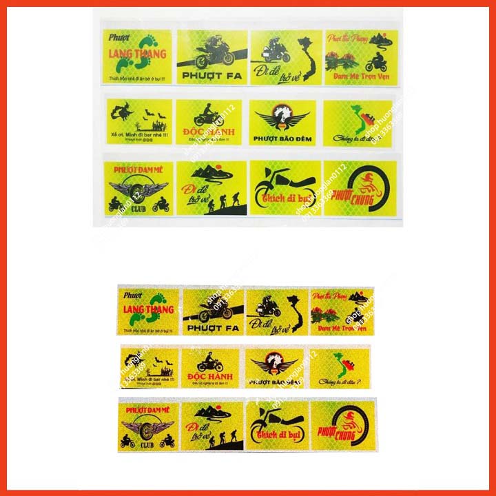Decal Logo phượt phản quang giá 1 cái tặng kèm tem cờ nổi VN 5x8 cm
