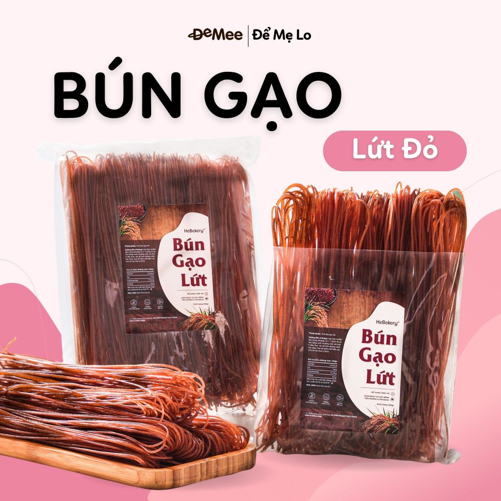 Bún Gạo Lứt Đỏ Hebekery - Dinh Dưỡng Chuẩn Eatclean - Healthy Cho Mẹ Và Bé by Demee