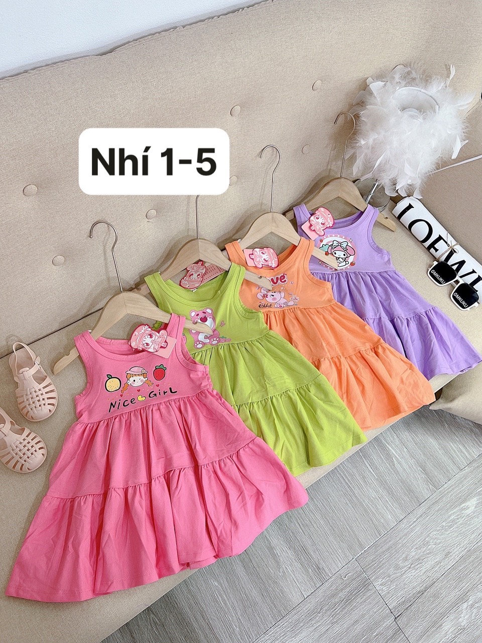 Váy coton xuất hàn cho bé gái từ 8 - 28kg