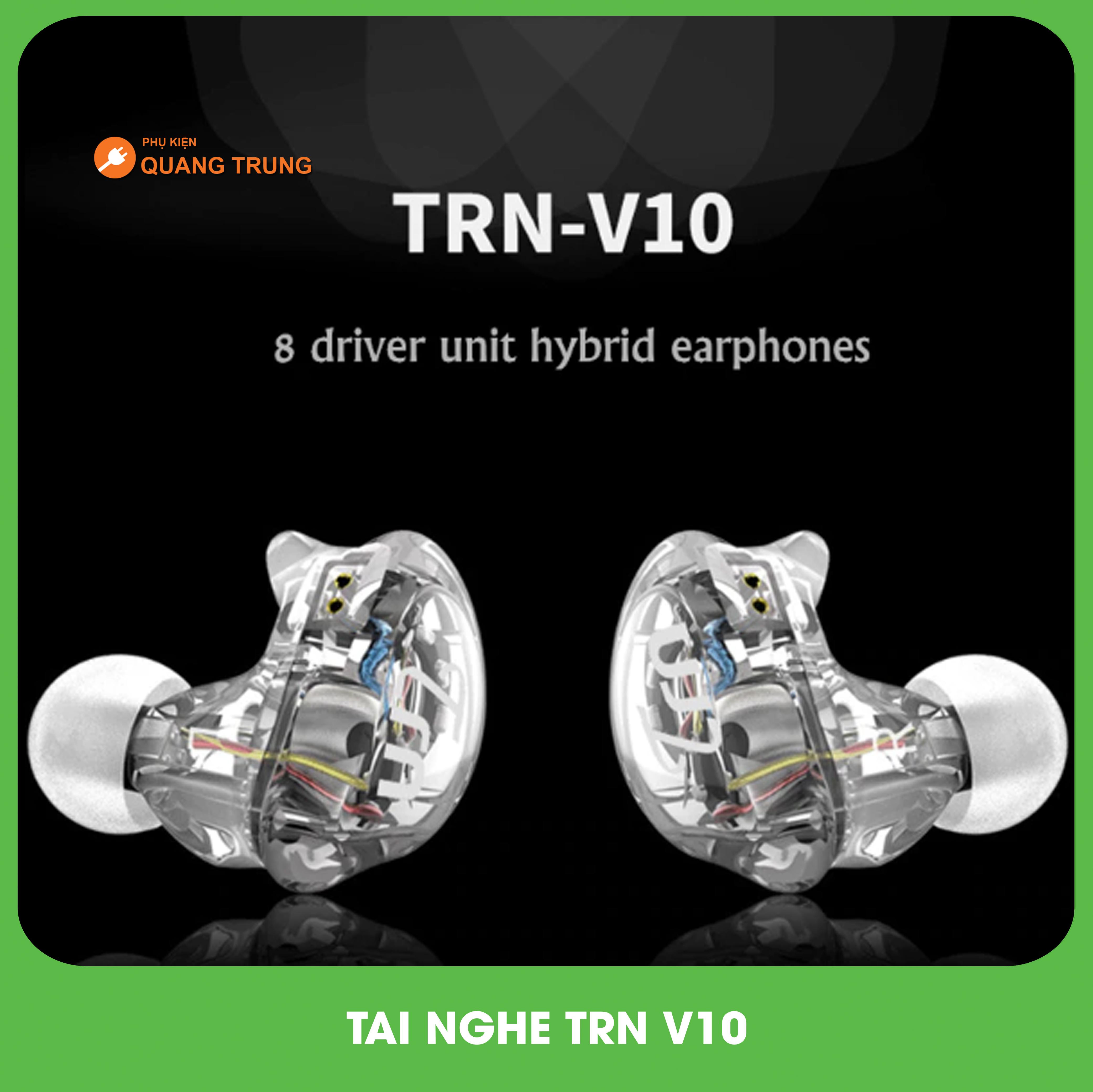 Tai nghe lai trn v10 2dd + 2ba hifi in ear tai nghe 8 driver sport chạy tai nghe với mic super bassjack cắm 3.5mm