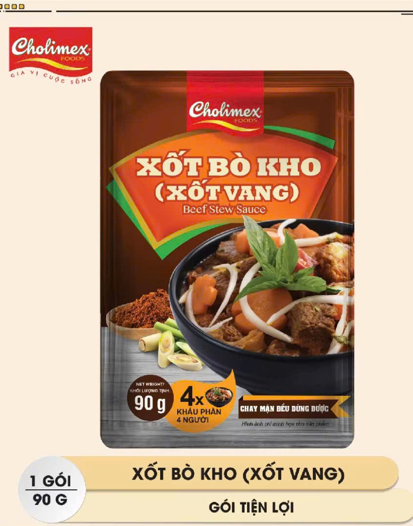 combo 2 bịch xốt Bò Kho (Bò xốt vang) - Gói tiện lợi 90g