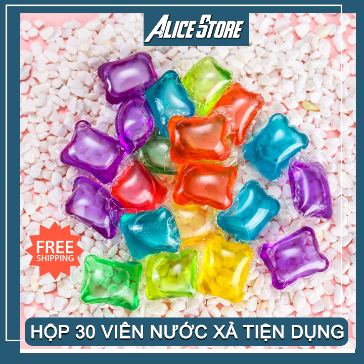 Hộp 30 viên nước giặt xả quần áo cho máy giặt - Viên nước giặt dạng viên đậm đặc - Thơm lâu gấp 8 lần nước giặt thường