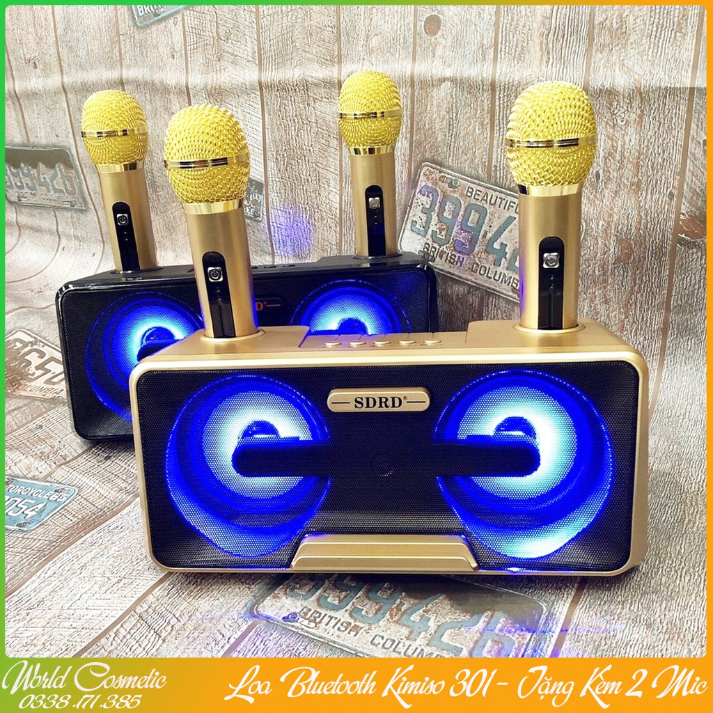 Loa sub - loa bluetooth karaoke sdrd sd-301+ kèm 2 mic không dây loa karaoke xách tay di động loa karaoke bluetooth