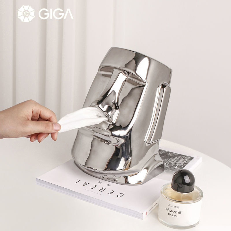 GIGA ESSENTIAL Hộp khăn giấy bạc sang trọng nhẹ / Hộp đựng khăn giấy phong cách sáng tạo hiện đại / Hộp đựng khăn giấy làm mô hình tượng đá / Hộp đựng khăn giấy đa chức năng / Hộp đựng khăn giấy chất liệu cao cấp