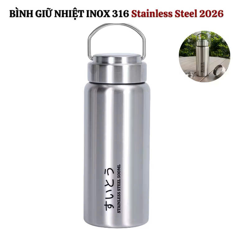 Bình siêu giữ nhiệt INOX 316 dung tich 500ml có lọc trà hàng bãi chưa qua sử dụng-2026