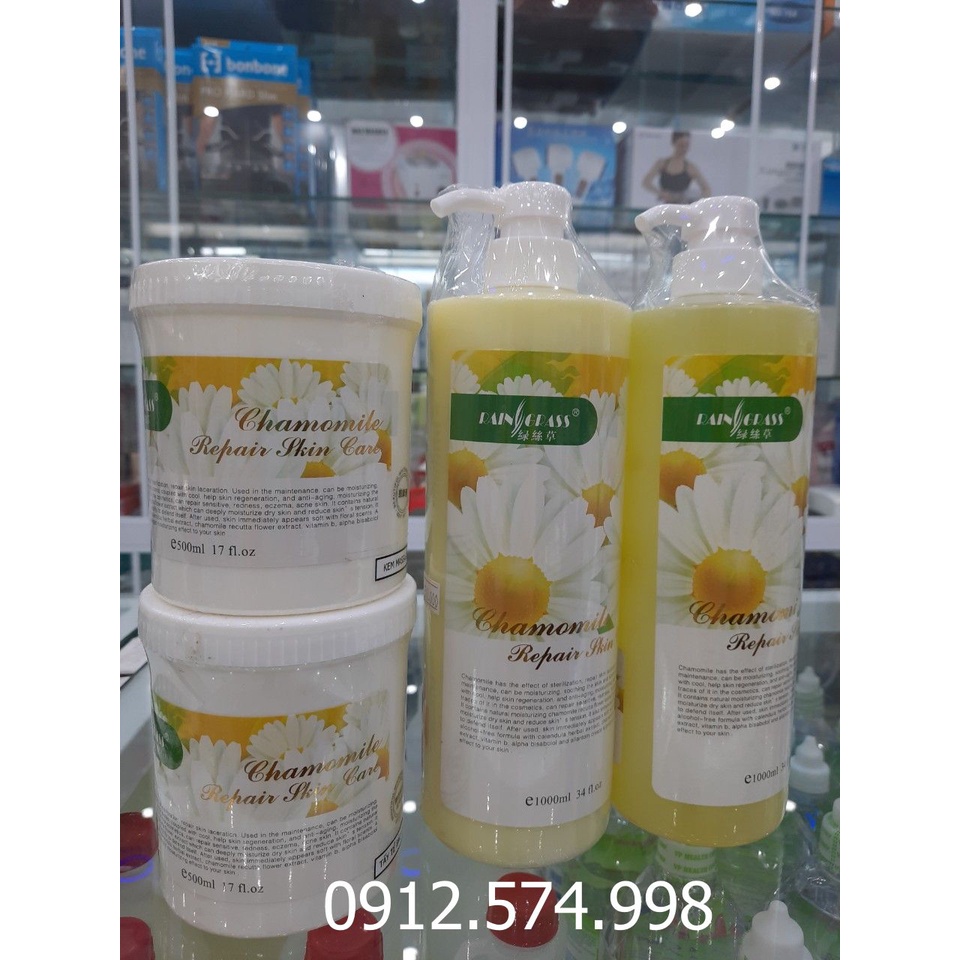 Bộ chăm sóc da hoa cúc Tẩy da chết, sữa rửa mặt, kem massage, nước hoa hồng của bộ hoa cúc