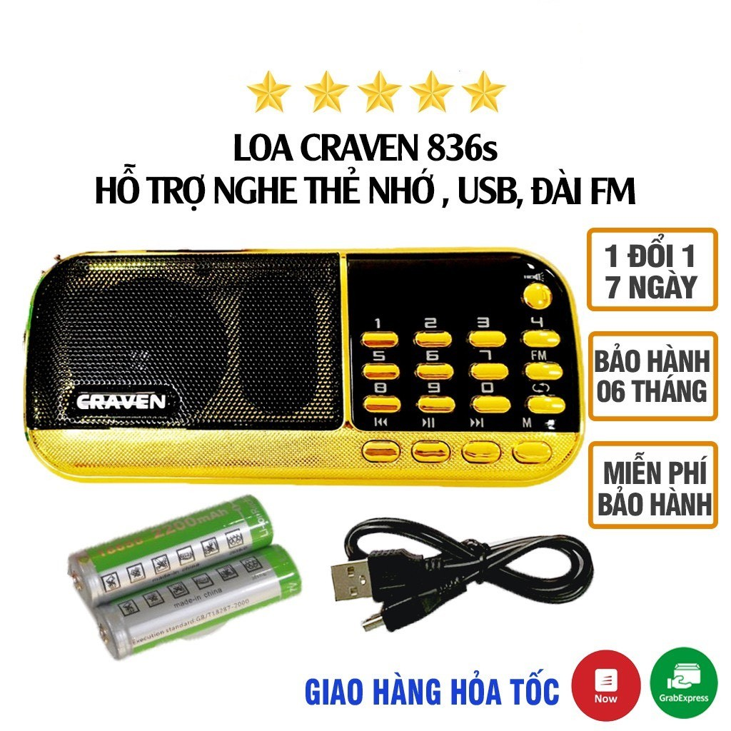 [HCM][Giá rẻ hủy diệt] Loa nghe pháp nghe kinh Phật  CR-836s 2 pin, loa nghe thẻ đài FM, USB có đèn pin, màn hình led hiển thị kiểu dáng nhỏ gọn tiện lợi