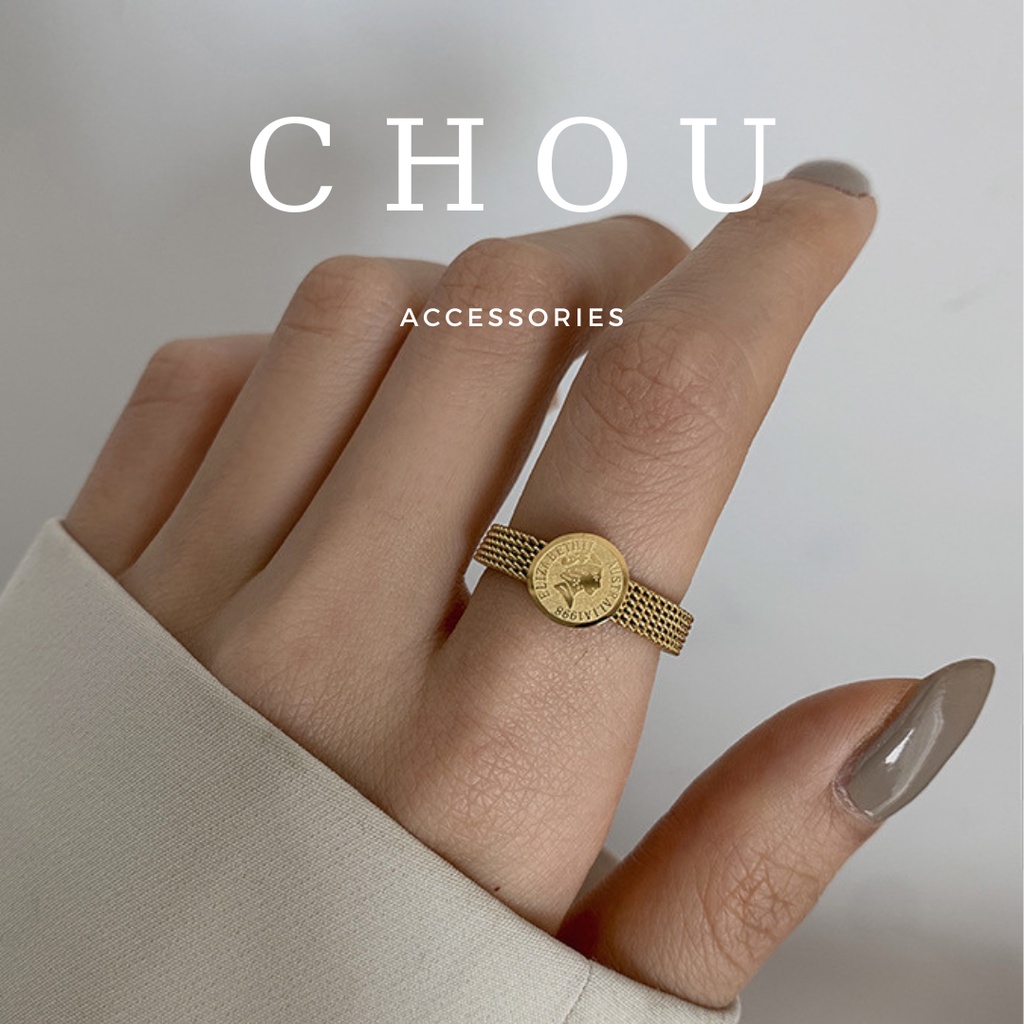 Nhẫn titan mặt tròn | chou accessories |