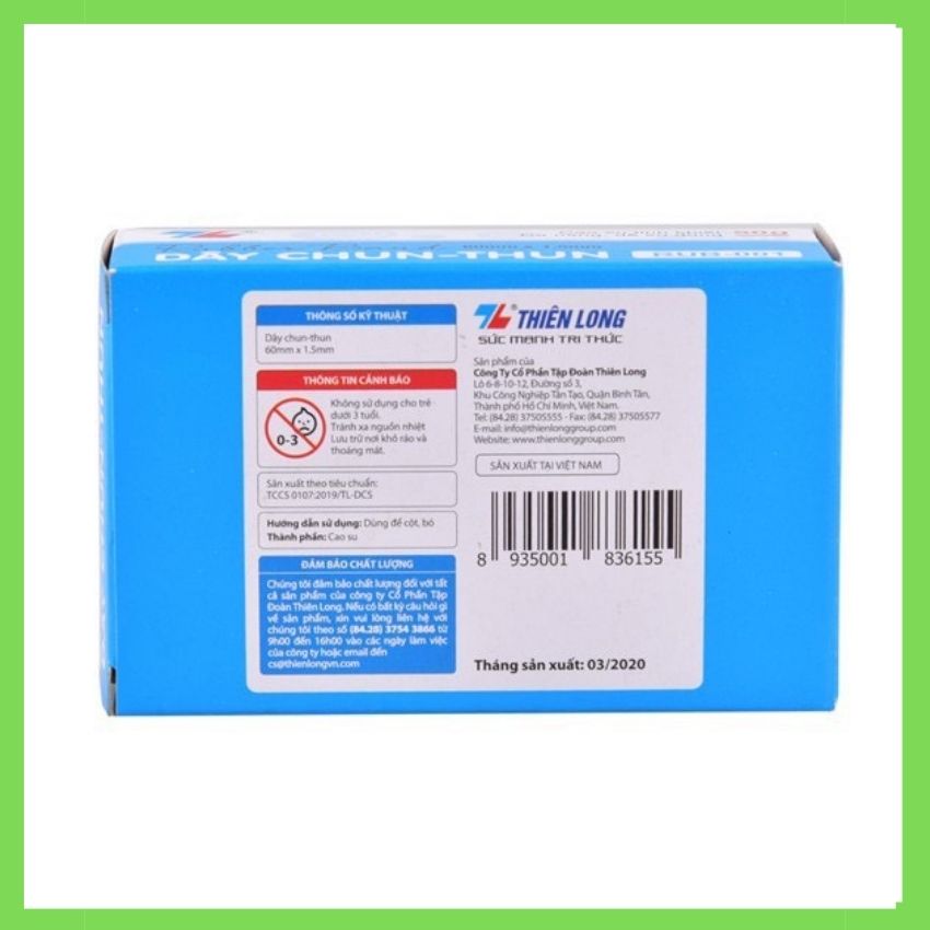 Dây thun thiên long rub-001, làm từ cao su tinh khiết, đa năng dễ sử dụng, hộp 50g