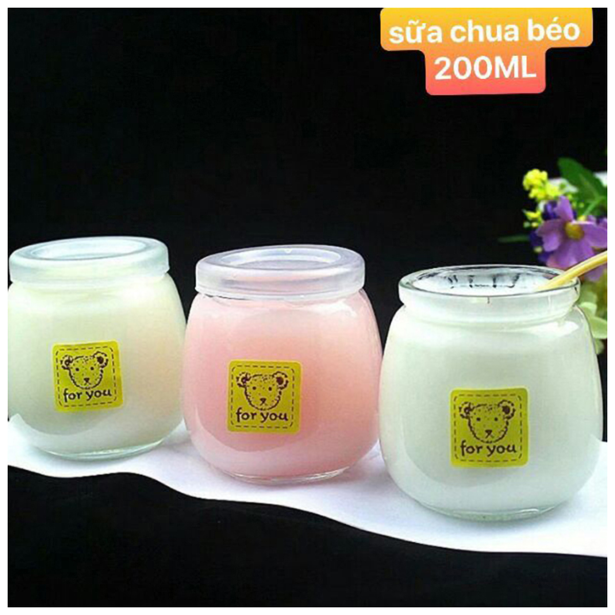 Bộ 10 hủ thủy tinh làm sữa chua bánh plan - Hũ thủy tinh 200ml
