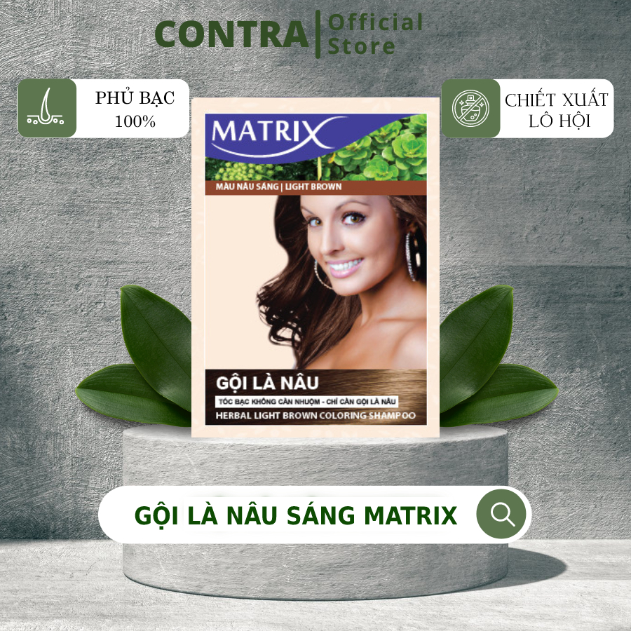 Dầu gội phủ bạc tóc cấp tốc Matrix Gội là nâu - Màu nâu sáng gói 30ml - Contra Cosmetics