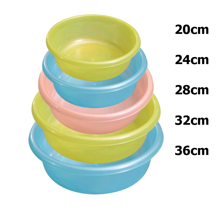 Bộ 5 thau nhựa gồm các size 20-24-28-32-36cm. Màu ngẫu nhiên -Thương hiệu Fataco an toàn