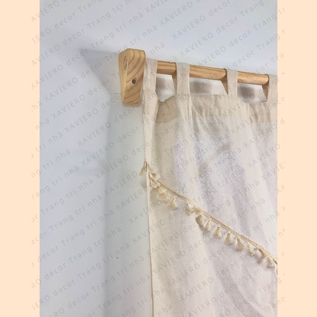 Bộ Thanh Treo Rèm Màn Cửa Bằng Gỗ Decor Phong Cách Vintage Xaviero