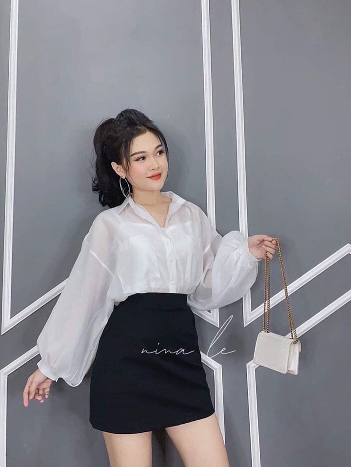 (ẢNH THẬT) ÁO SƠ MI KÈM ÁO TRONG CỰC XINH THỜI TRANG CAO CẤP
