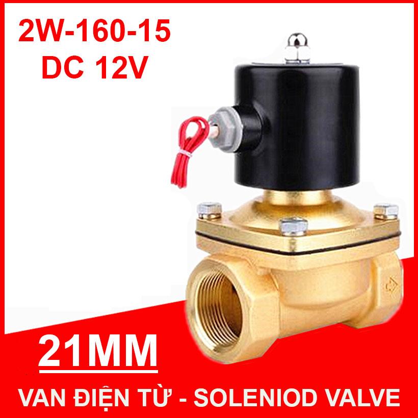Van khóa mở nước bằng điện từ 12v 2w-160-15 ren 21mm