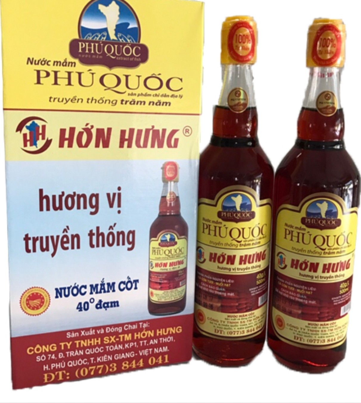 nước mắm Hớn Hưng Phú Quốc 500ml 40 độ đạm chính hãng(2 chai)